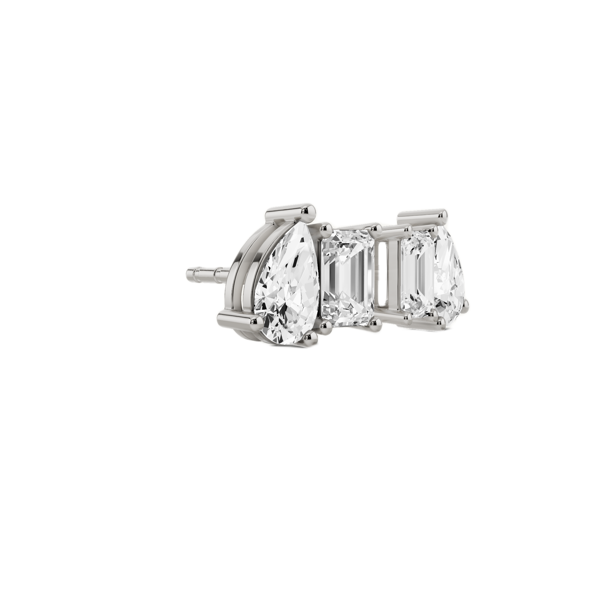 Womens | Stud Earrings | 14K White Gold | 2.50 CTW Pear Cut Lab Grown Diamond | G-SI