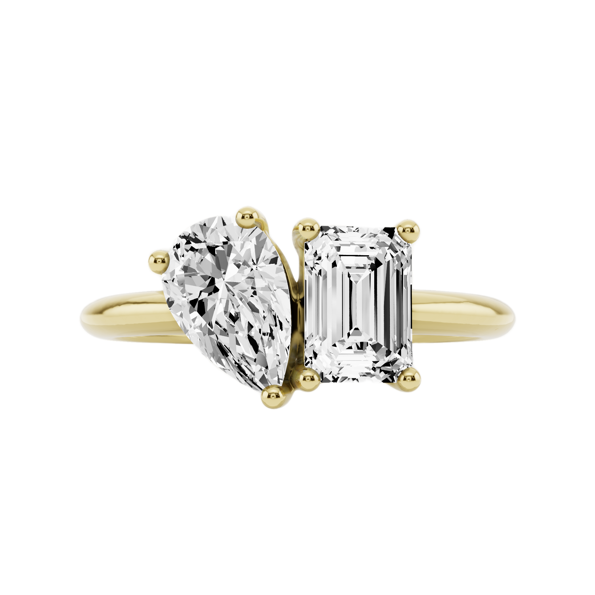 Womens | Two Stone Engagement Ring | 10K Yellow Gold | 1.25 CTW Pear Cut Lab Grown Diamond | G-SI