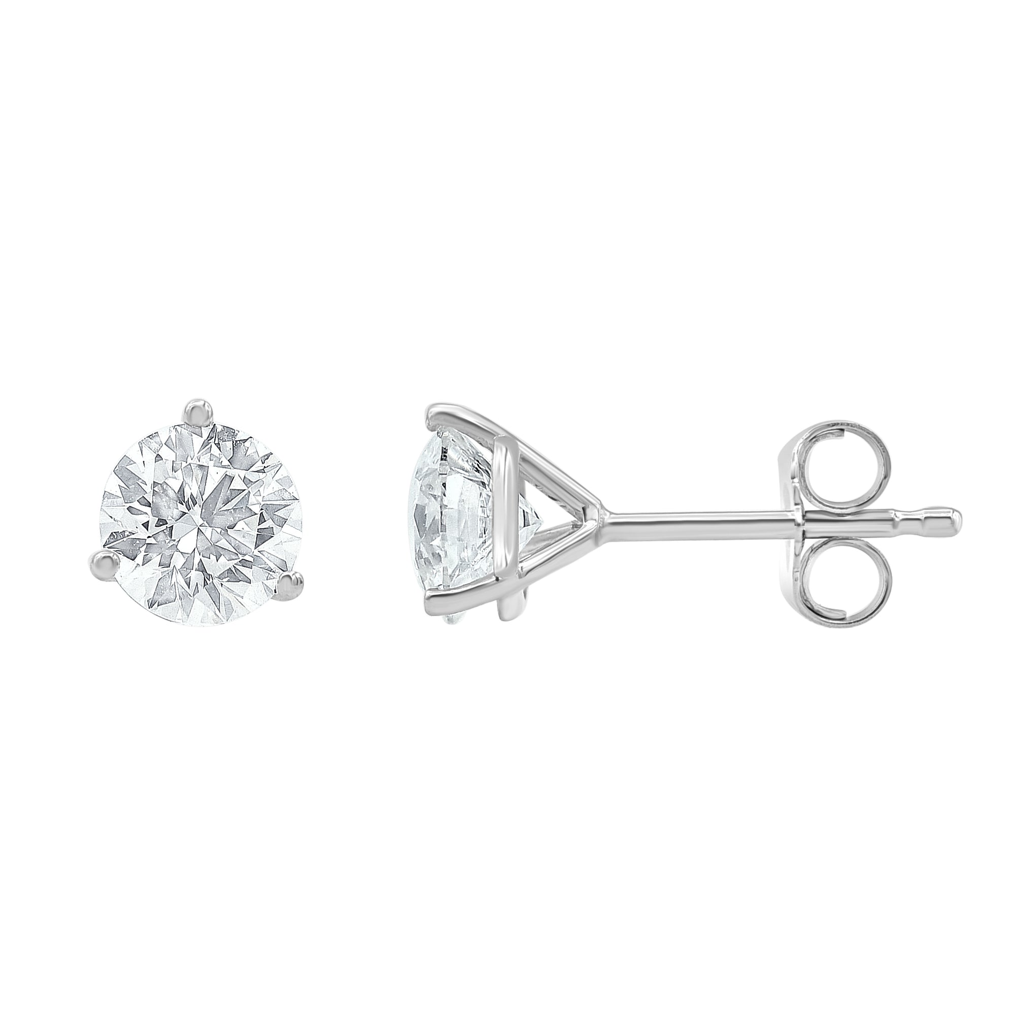 Womens | Martini Stud Earrings | 14K White Gold | 2 CTW Round Cut Lab Grown Diamond | F-VS