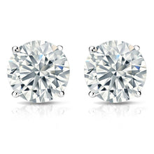Womens | Stud Earrings | 14K White Gold | 1 CTW Round Cut Lab Grown Diamond | F-VS