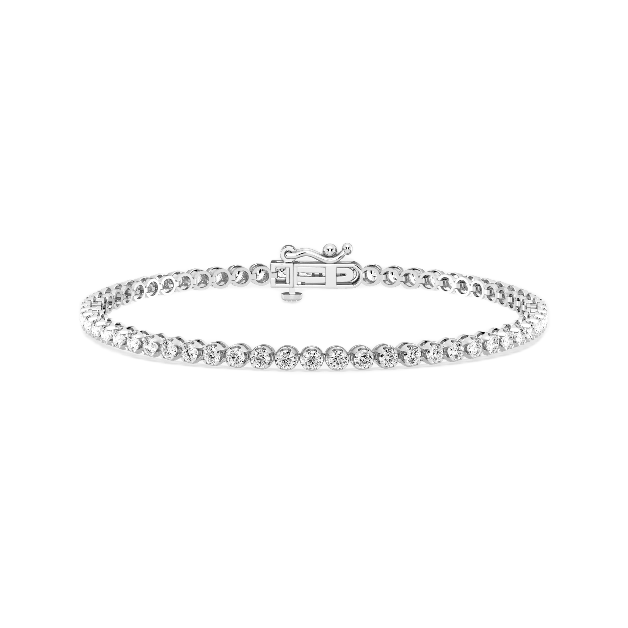 Womens | Tennis Bracelet | 14K White Gold | 3 CTW Round Cut Lab Grown Diamond | E-VS1
