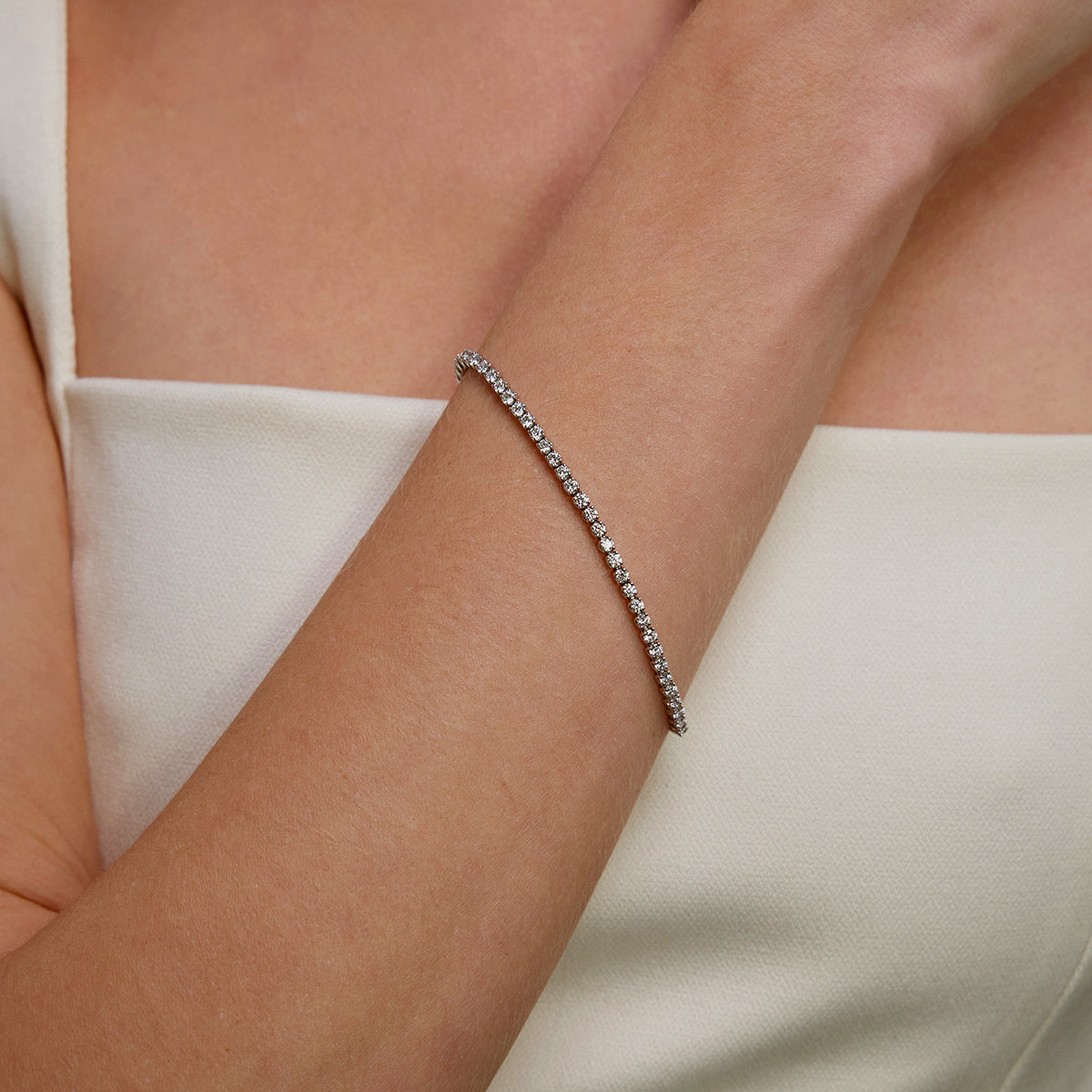 Womens | Tennis Bracelet - III | 14K White Gold | 3 CTW Round Cut Lab Grown Diamond | F-VS2