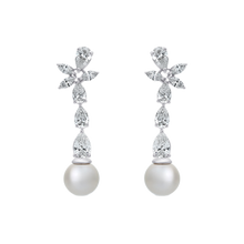 Womens | Dangle Drop Earrings | 14K White Gold | 4 CTW Pear Cut Lab Grown Diamond | F-VS