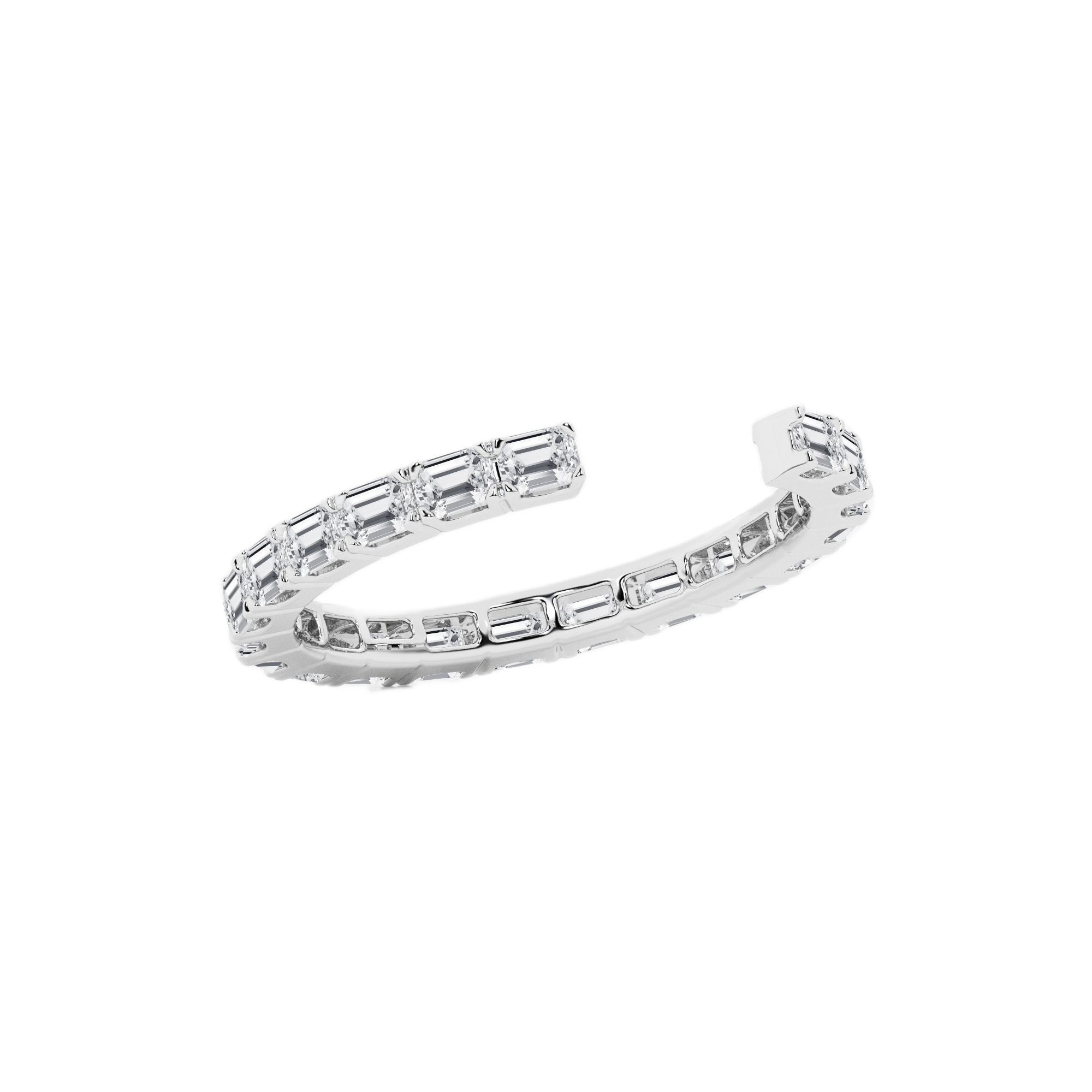 Womens | Wedding Band | 14K White Gold | 1 CTW Emerald Cut Lab Grown Diamond | F-VS2
