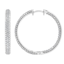 Womens | Inside Out Hoop Earrings | 14K White Gold | 3 CTW Round Cut Lab Grown Diamond | I-J-I1