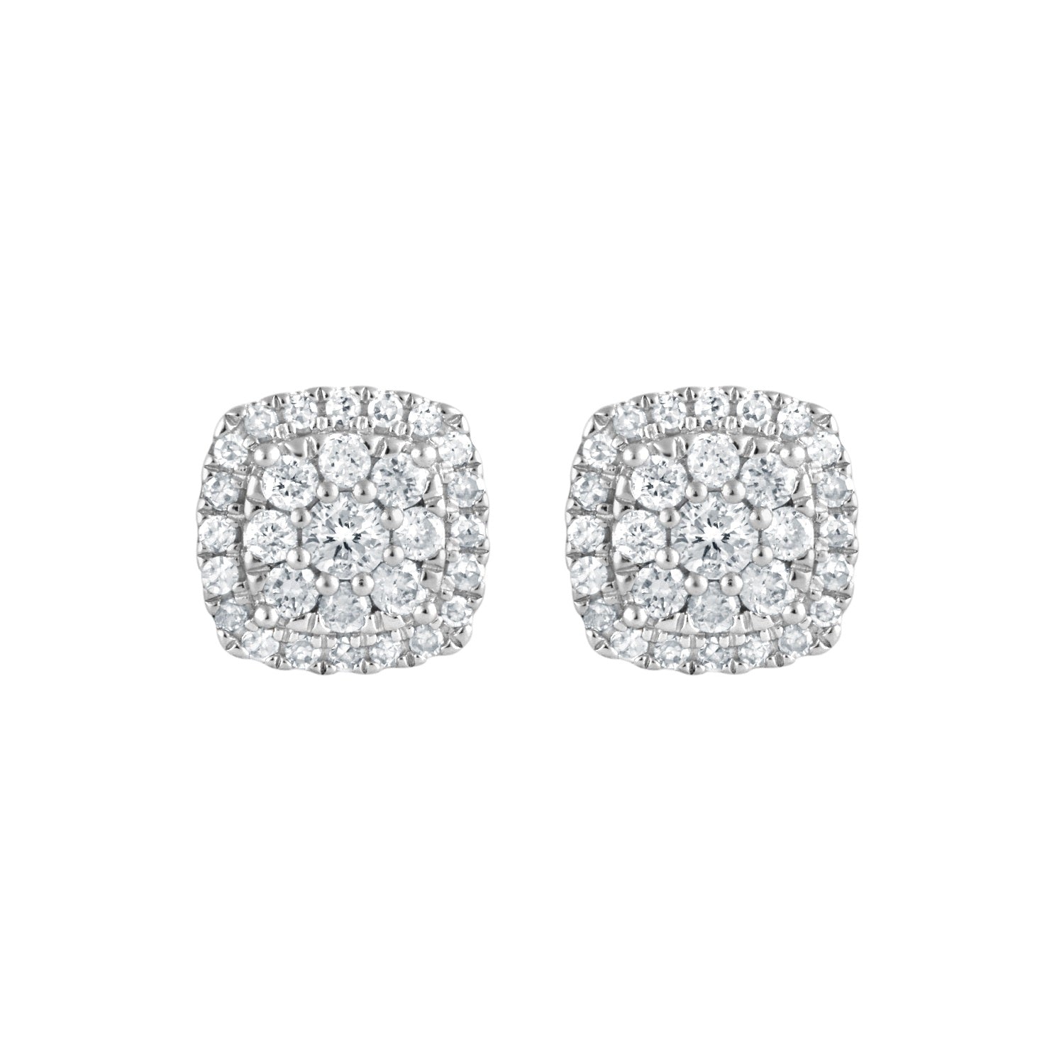 Womens | 0.33 CT Round Cut Lab Grown Diamond | Halo Stud | Sterling Silver | H-I-SI3/I1