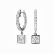 Womens | Dangle Drop Earrings | 14K White Gold | 1 CTW Princess Cut Lab Grown Diamond | F-VS