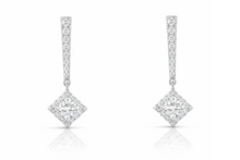 Womens | Dangle Drop Earrings | 14K White Gold | 0.70 CTW Princess Cut Lab Grown Diamond | F-VS