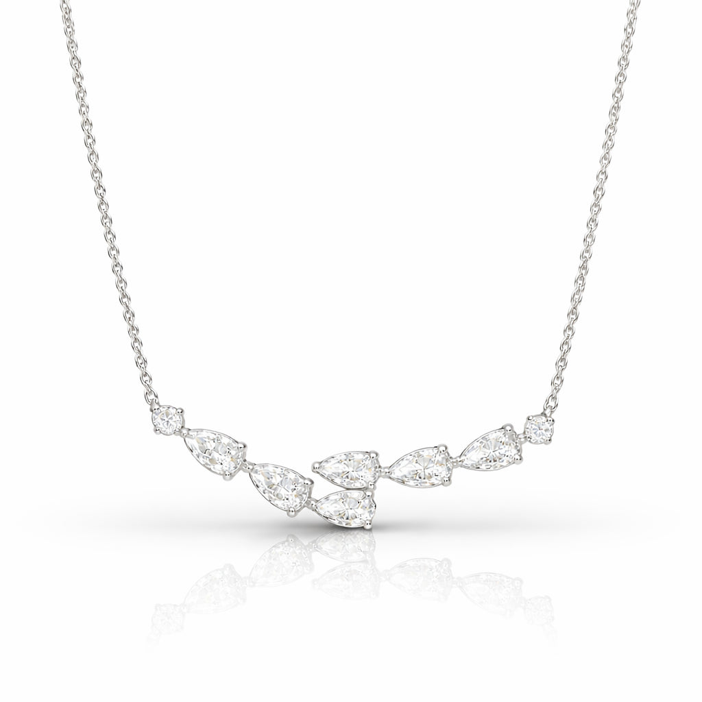 Womens | Smile Pendant Necklace | 14K White Gold | 1 CTW Pear Cut Lab Grown Diamond | G-SI