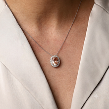 Womens | Halo Solitaire Pendant Necklace | 14K White Gold | 0.5 CTW Oval Cut Lab Grown Diamond | Pink-VS1