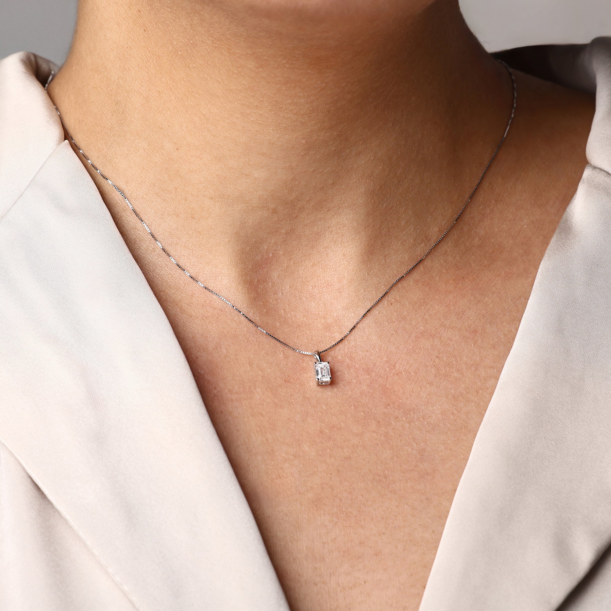 Womens | Jewelry Set | 14K White Gold | 1 CTW Emerald Cut Lab Grown Diamond | G-VS-SI1