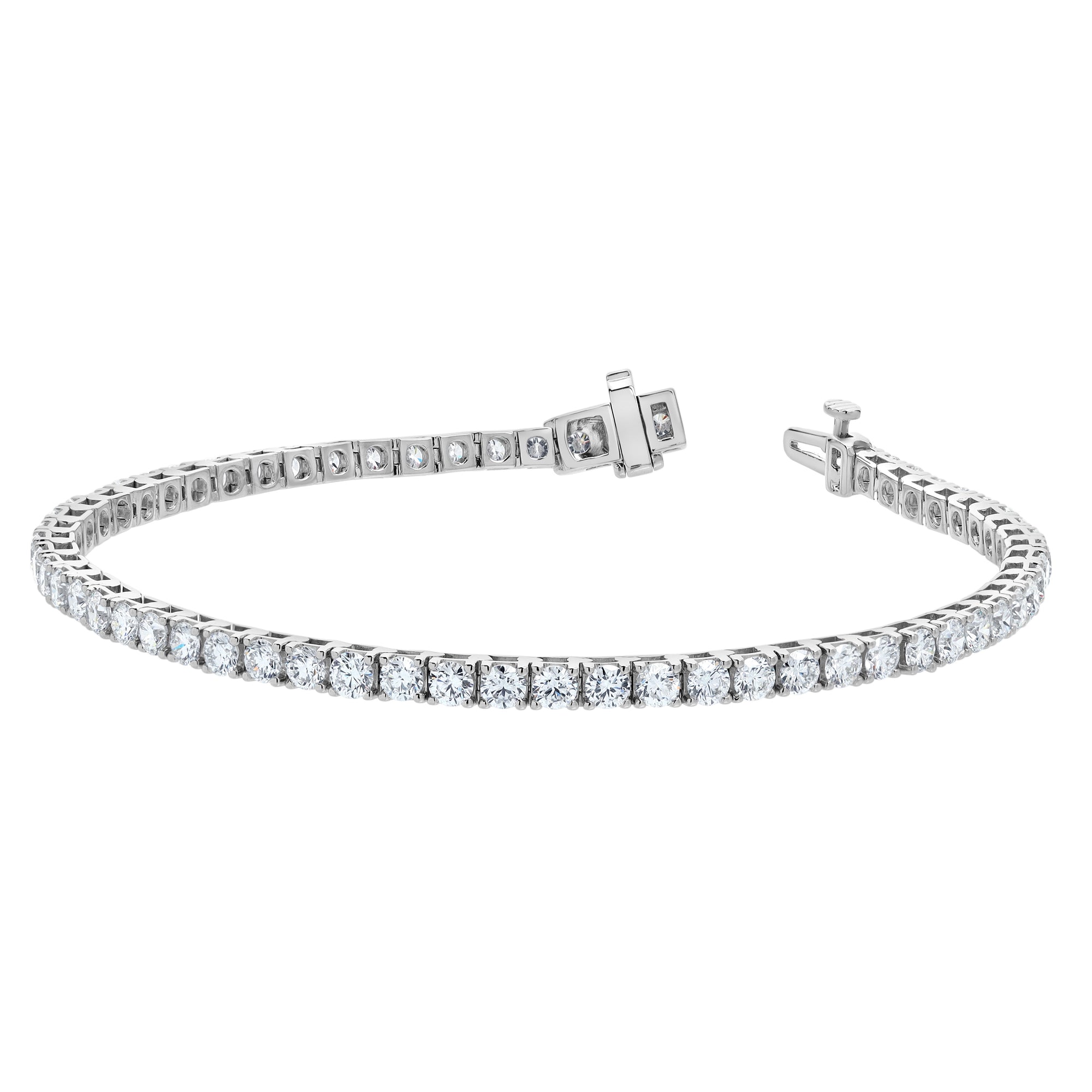 Womens | Tennis Bracelet - I | 14K White Gold | 5 CTW Round Cut Lab Grown Diamond | F-VS
