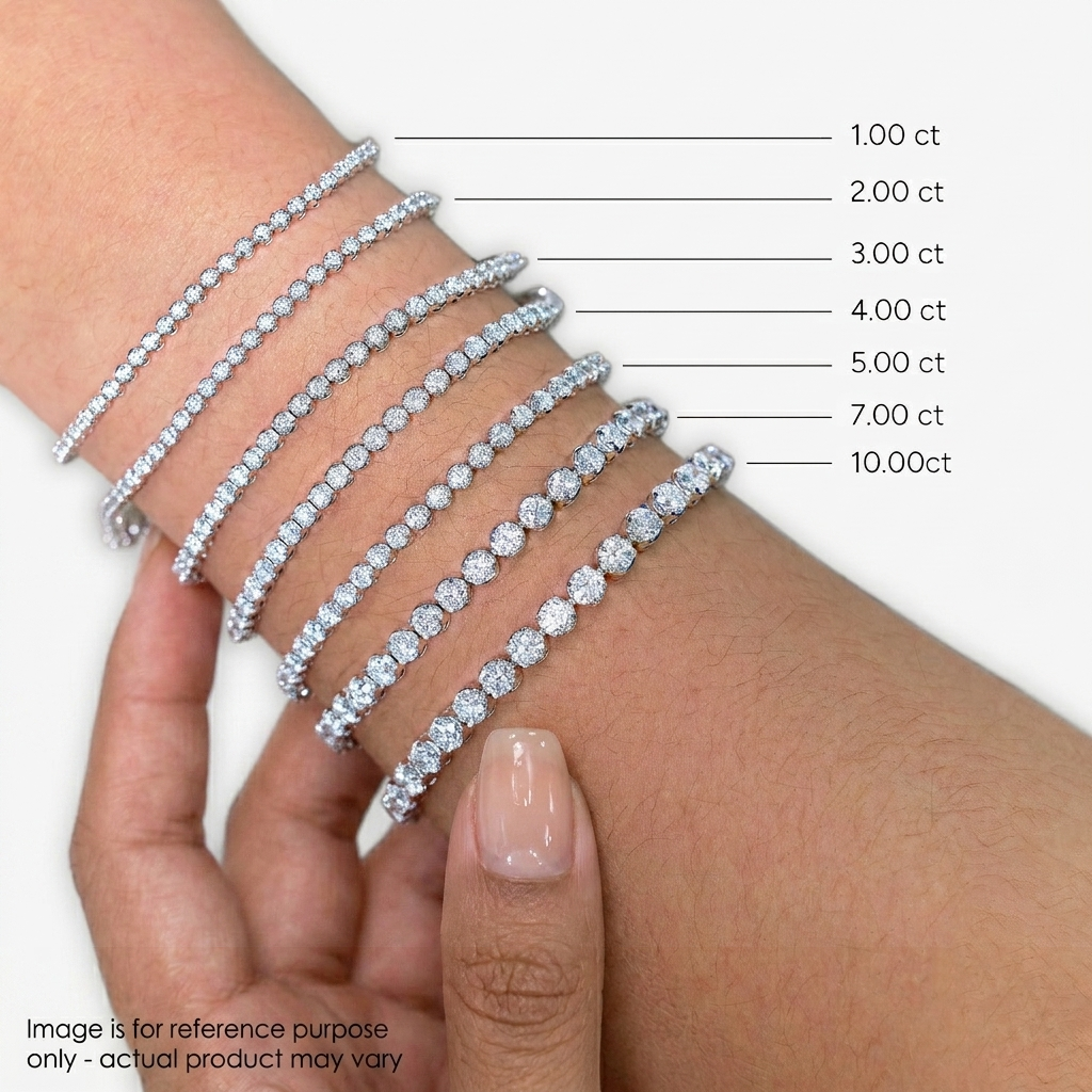Womens | Tennis Bracelet - I | 14K White Gold | 5 CTW Round Cut Lab Grown Diamond | F-VS