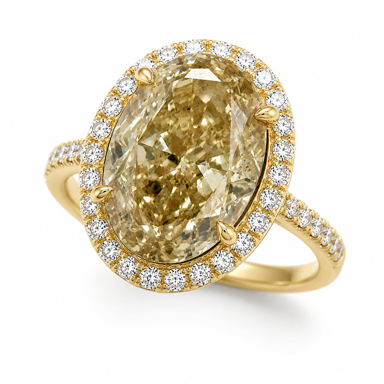 Womens | Halo Engagement Ring | 14K Yellow Gold | 9 CTW Round Cut Lab Grown Diamond | G-VS