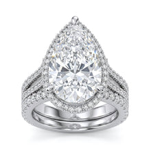 Womens | Bridal Set | 14K White Gold | 8.40 CTW Pear Cut Lab Grown Diamond | F-VS
