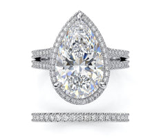 Womens | Bridal Set | 14K White Gold | 8.40 CTW Pear Cut Lab Grown Diamond | F-VS
