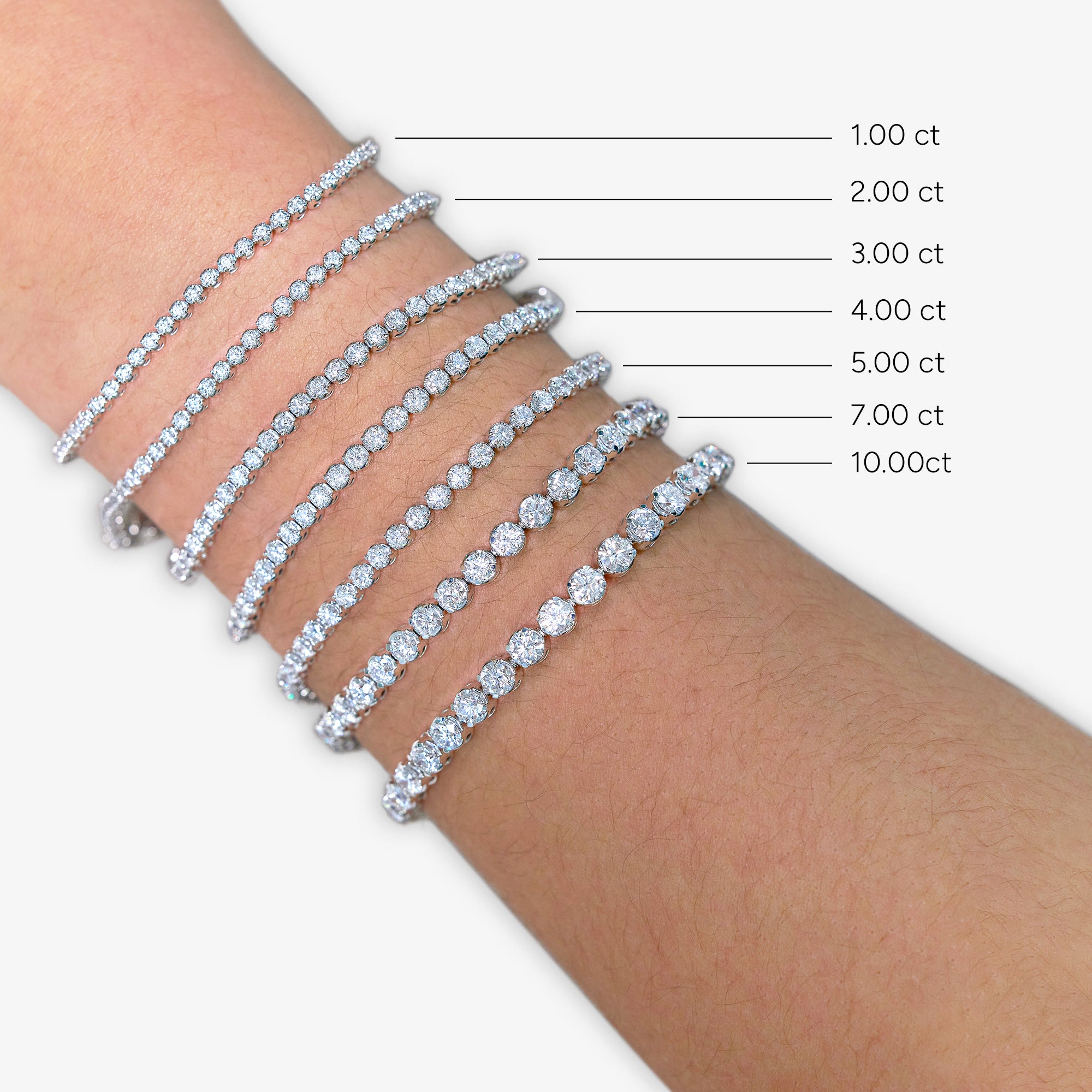 Womens | Tennis Bracelet | 14K White Gold | 14 CTW Round Cut Lab Grown Diamond | F-VS2