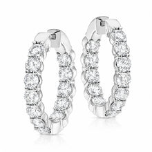 Womens | Inside Out Hoop Earrings | 14K White Gold | 6 CTW Round Cut Lab Grown Diamond | G-SI