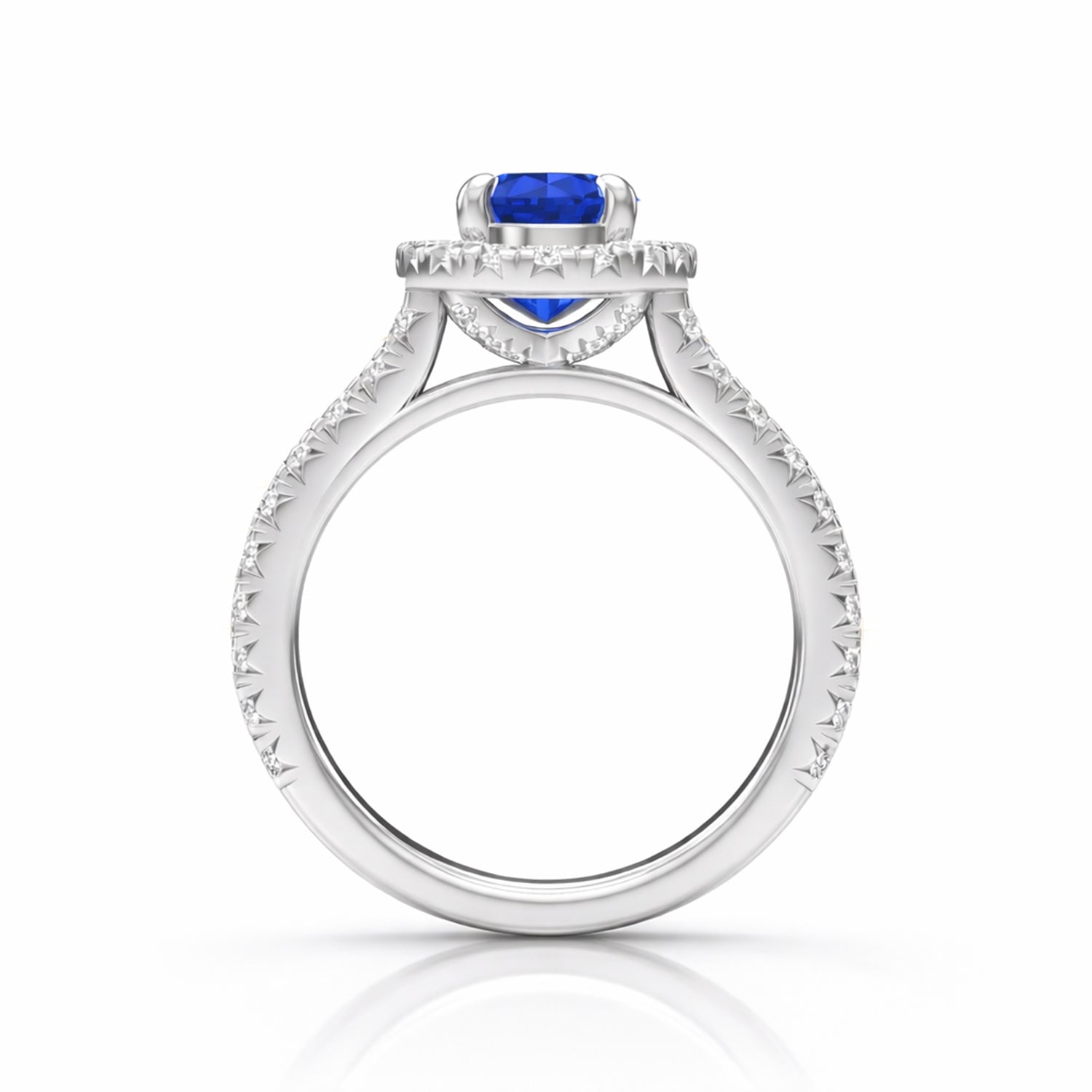 Womens | Halo Engagement Ring | 14K White Gold | 2.45 CTW Oval Cut Lab Grown Diamond | Blue-VS1