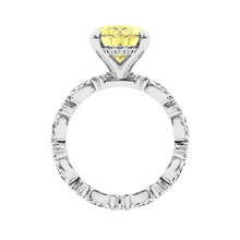 Womens | Soliatire Eternity Engagement Ring | Platinum | 4.25 CTW Oval Cut Lab Grown Diamond | Yellow-SI1+