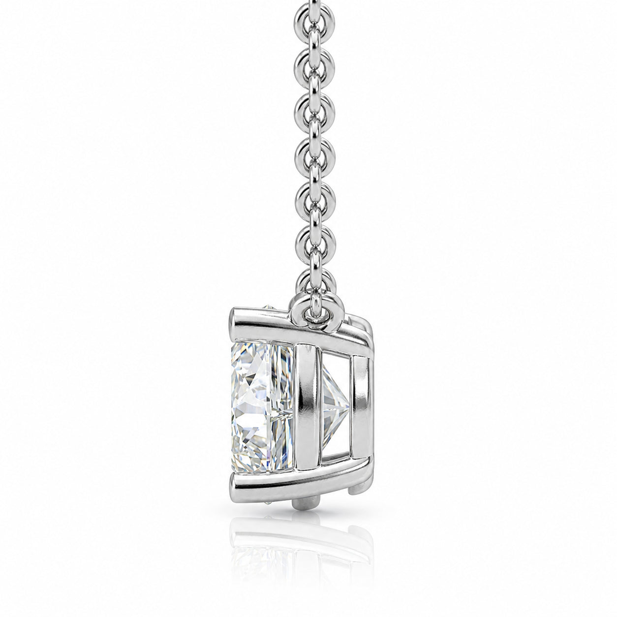 Womens | Solitaire Pendant Necklace | 14K White Gold | 0.5 CTW Cushion Cut Lab Grown Diamond | F-VS