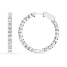 Womens | Inside Out Hoop Earrings | Sterling Silver | 3 CTW Round Cut Lab Grown Diamond | G-SI