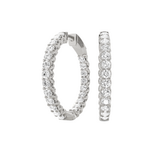 Womens | Inside Out Hoop Earrings | Sterling Silver | 3 CTW Round Cut Lab Grown Diamond | G-SI