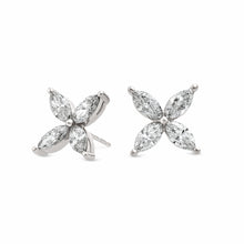 Womens | Floral Stud Earrings | 14K White Gold | 2.50 CTW Marquise Cut Lab Grown Diamond | G-VS-SI1