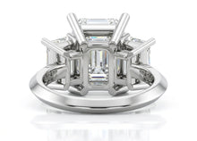 Womens | 3 Stone Engagement Ring | 14K White Gold | 7 CTW Emerald Cut Lab Grown Diamond | F-VS