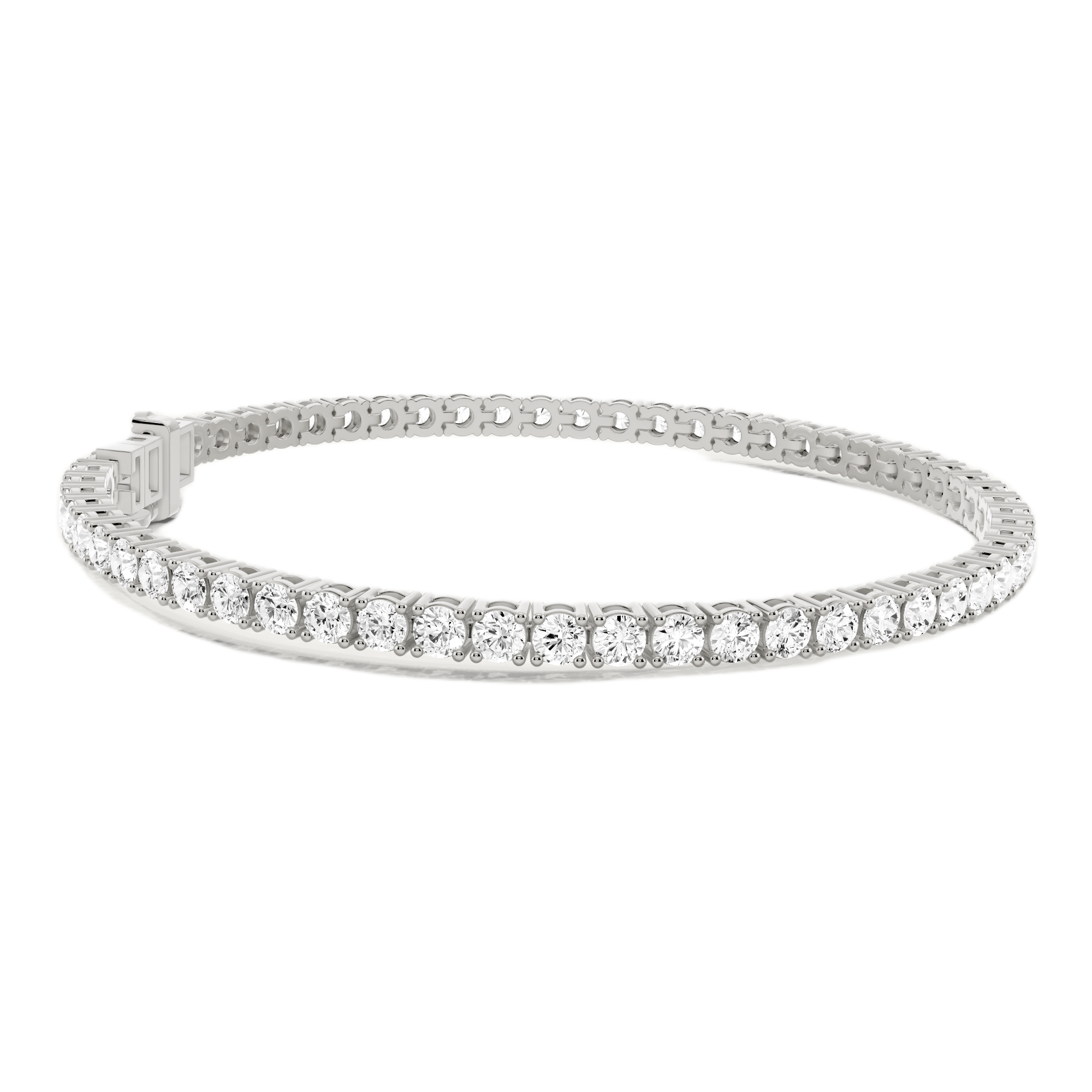 Womens | Tennis Bracelet | 14K White Gold | 5 CTW Round Cut Lab Grown Diamond | F-VS2
