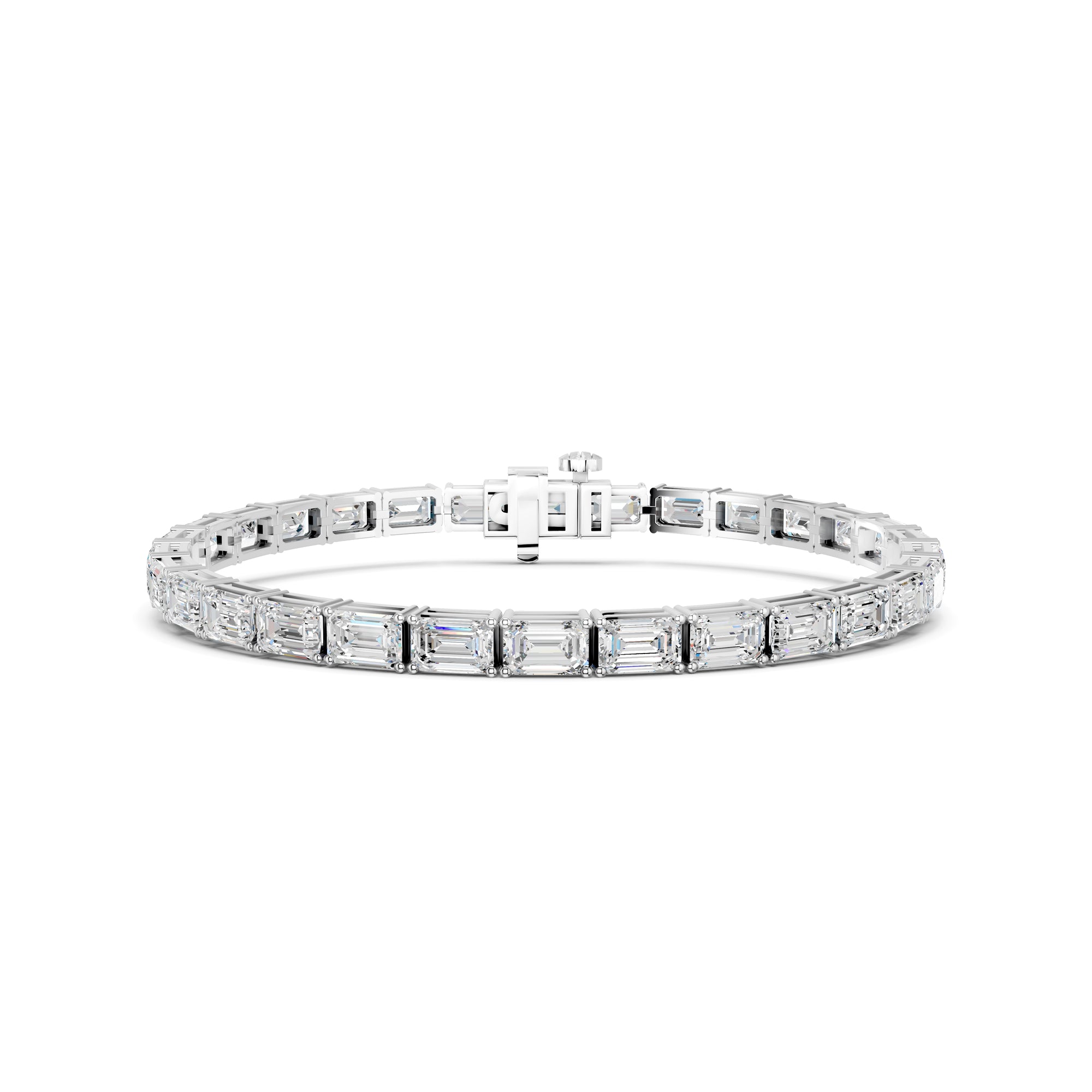 Womens | Tennis Bracelet | 14K White Gold | 10 CTW Emerald Cut Lab Grown Diamond | F-VS2