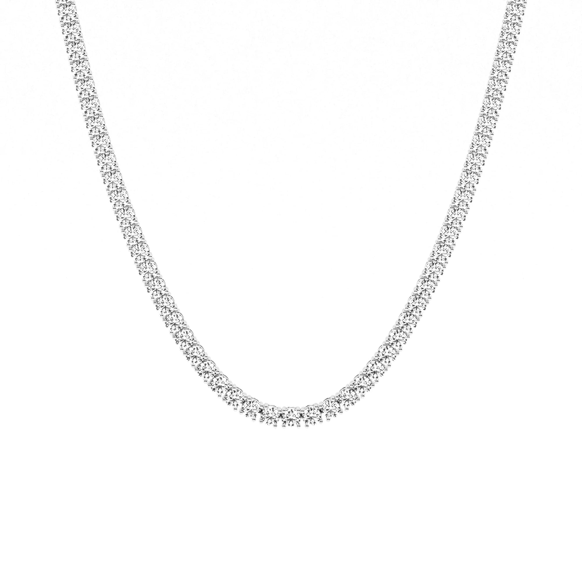Womens | Tennis Necklace | Sterling Silver | 10 CTW Round Cut Lab Grown Diamond | G-SI