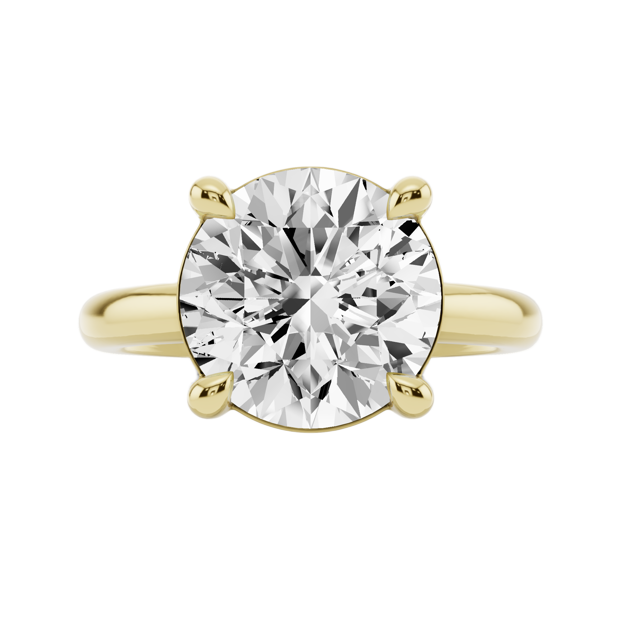 Womens | Solitaire Engagement Ring | 14K Yellow Gold | 3 CTW Round Cut Lab Grown Diamond | G-SI | 6-inches