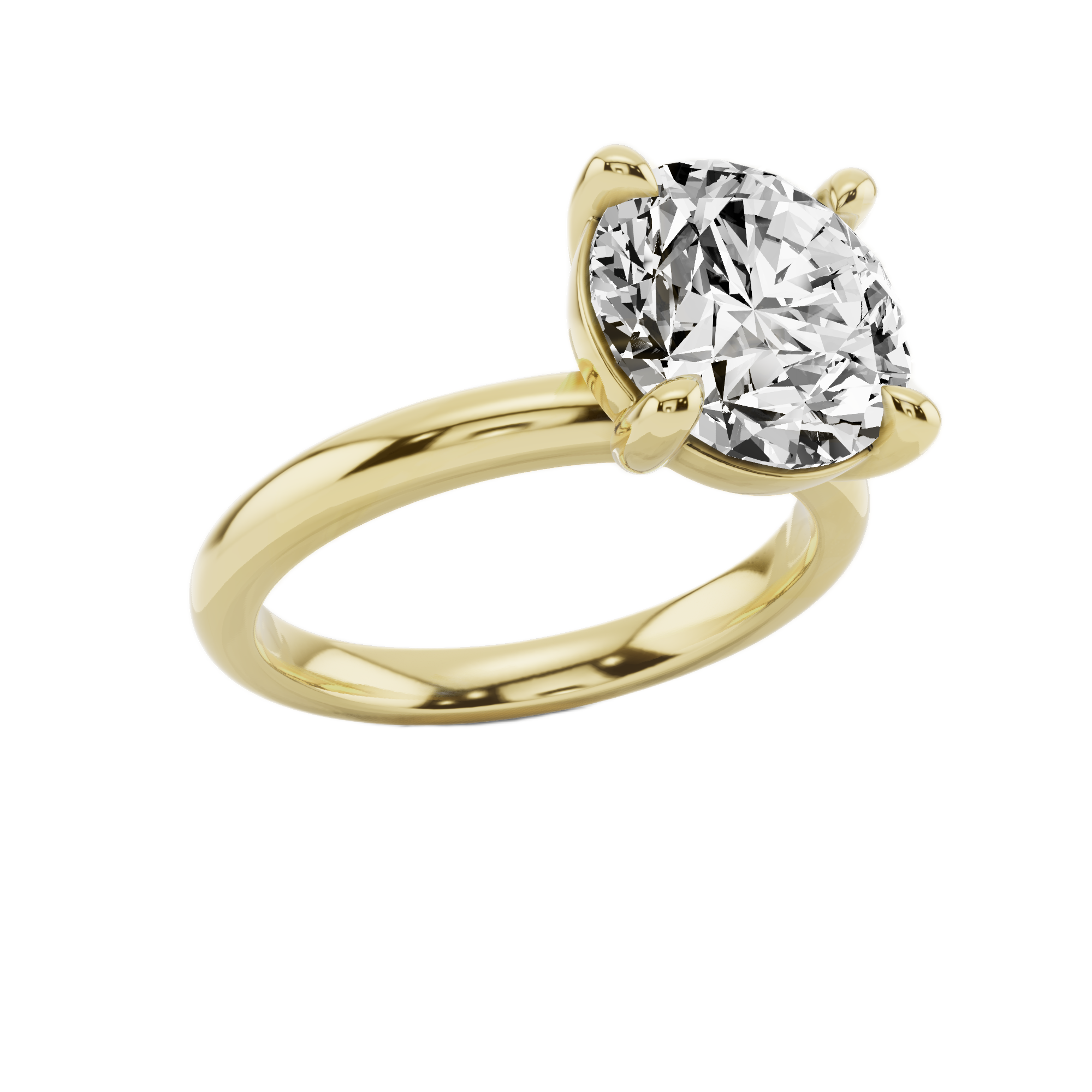 Womens | Solitaire Engagement Ring | 14K Yellow Gold | 3 CTW Round Cut Lab Grown Diamond | G-SI | 7-inches