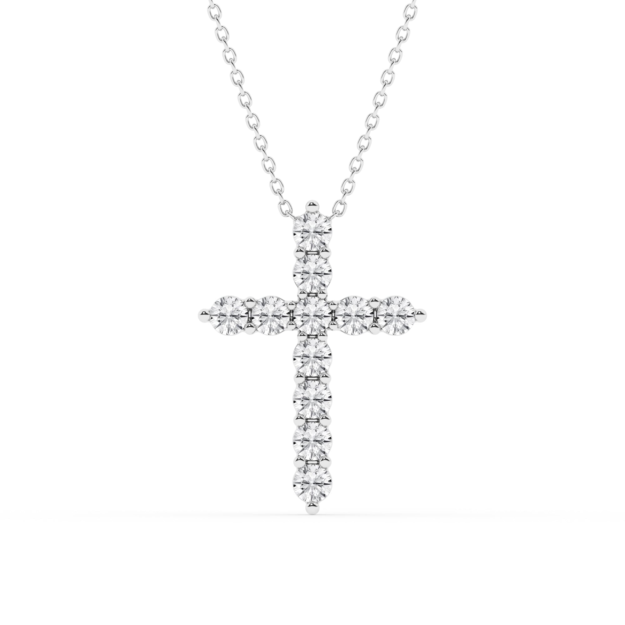 Womens | Cross Pendant Necklace | 14K White Gold | 1 CTW Round Cut Lab Grown Diamond | G-SI