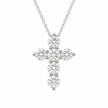 Womens | Cross Pendant Necklace - I | 14K White Gold | 2 CTW Round Cut Lab Grown Diamond | G-SI