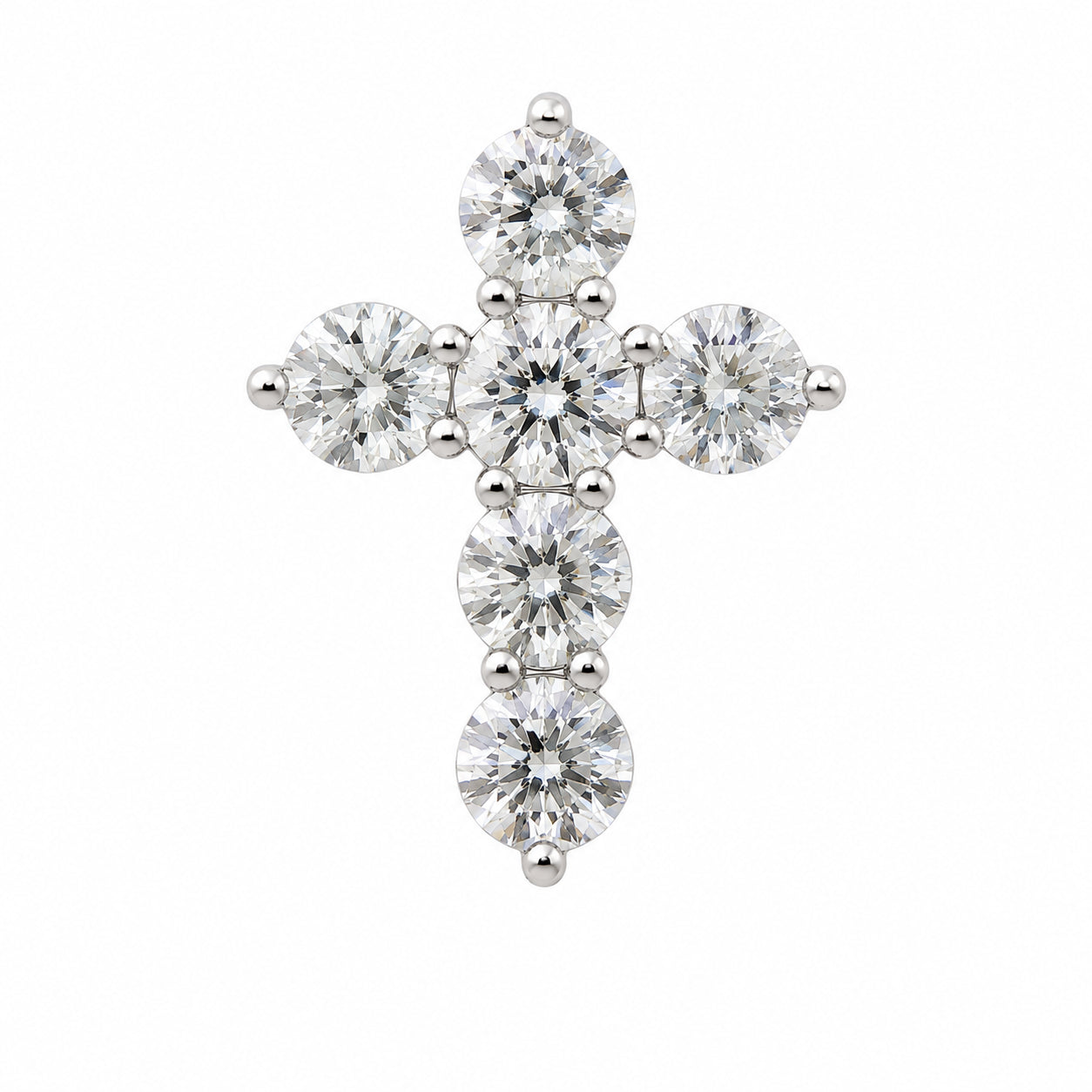 Womens | Cross Pendant Necklace - I | 14K White Gold | 2 CTW Round Cut Lab Grown Diamond | G-SI