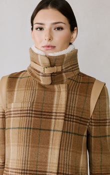 Kiana-P Plaid Moto Coat In Wool | Teak