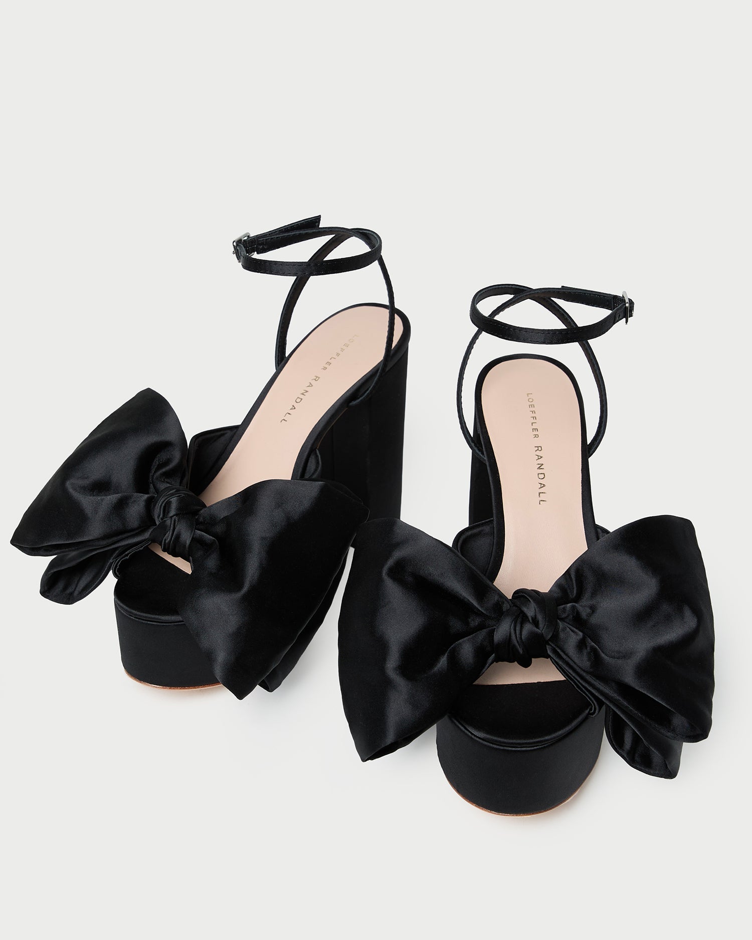 Kiki Black Satin Platform Sandal in black satin.