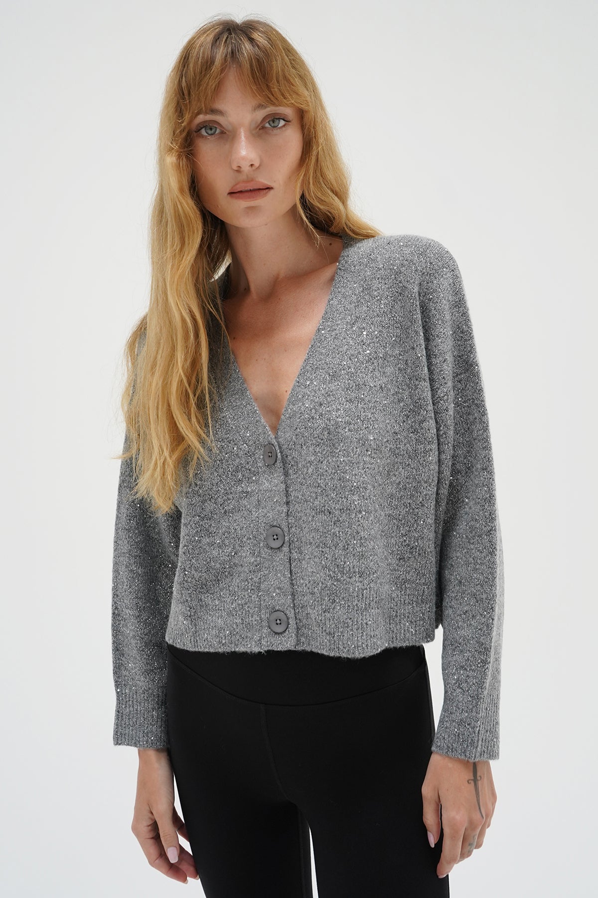 Women | Kiya Sparkle Cardigan | Grey
