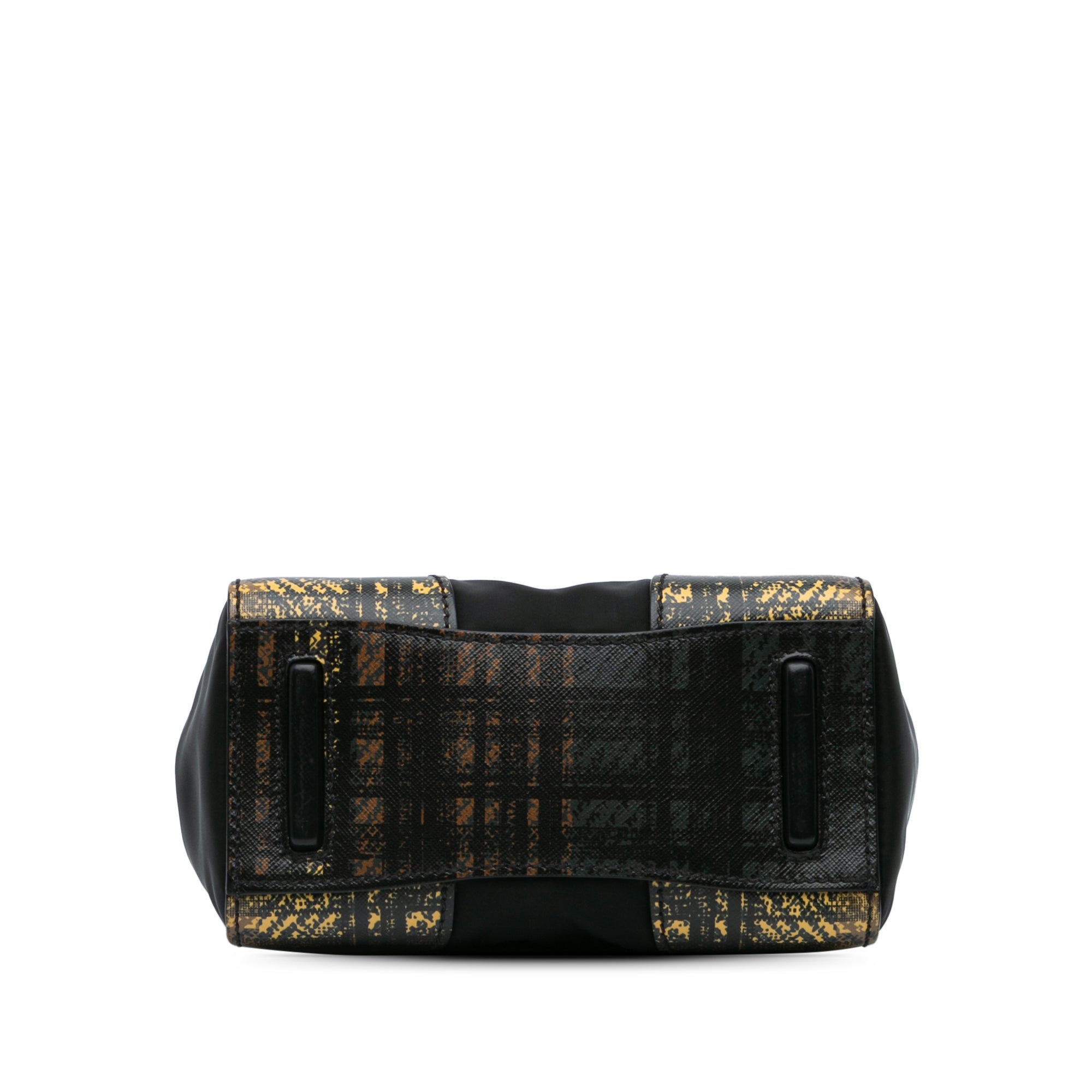 Prada | Pre-Owned Tartan Saffiano Trimmed Tessuto Satchel | Black