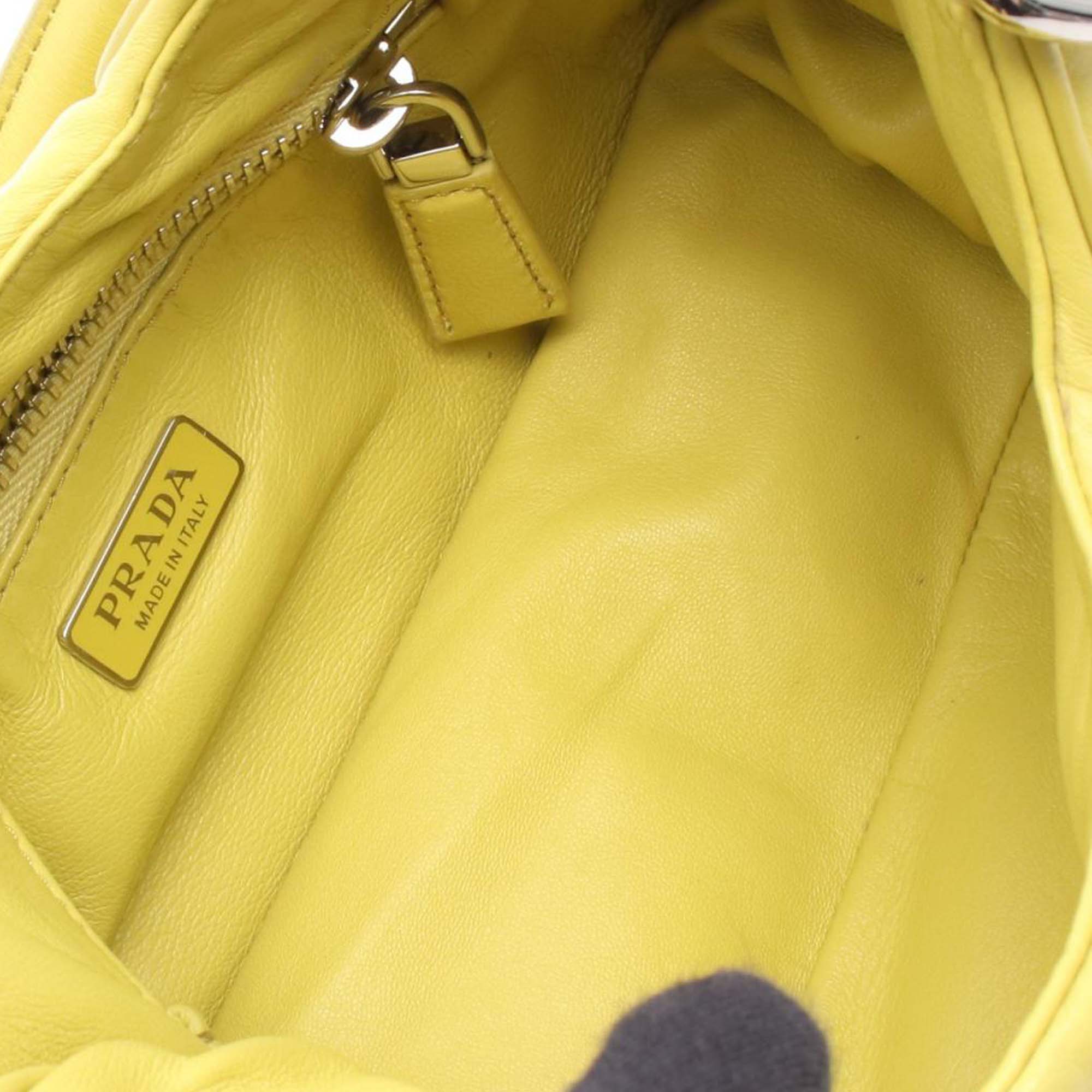 Prada | Pre-Owned Nappa Soft Padded Re Edition 2002 Moon Satchel | Yellow