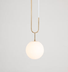Koko Pendant with Cord | Opal | Unlacquered Brushed Brass