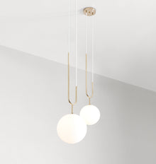 Koko Pendant with Cord | Opal | Unlacquered Brushed Brass