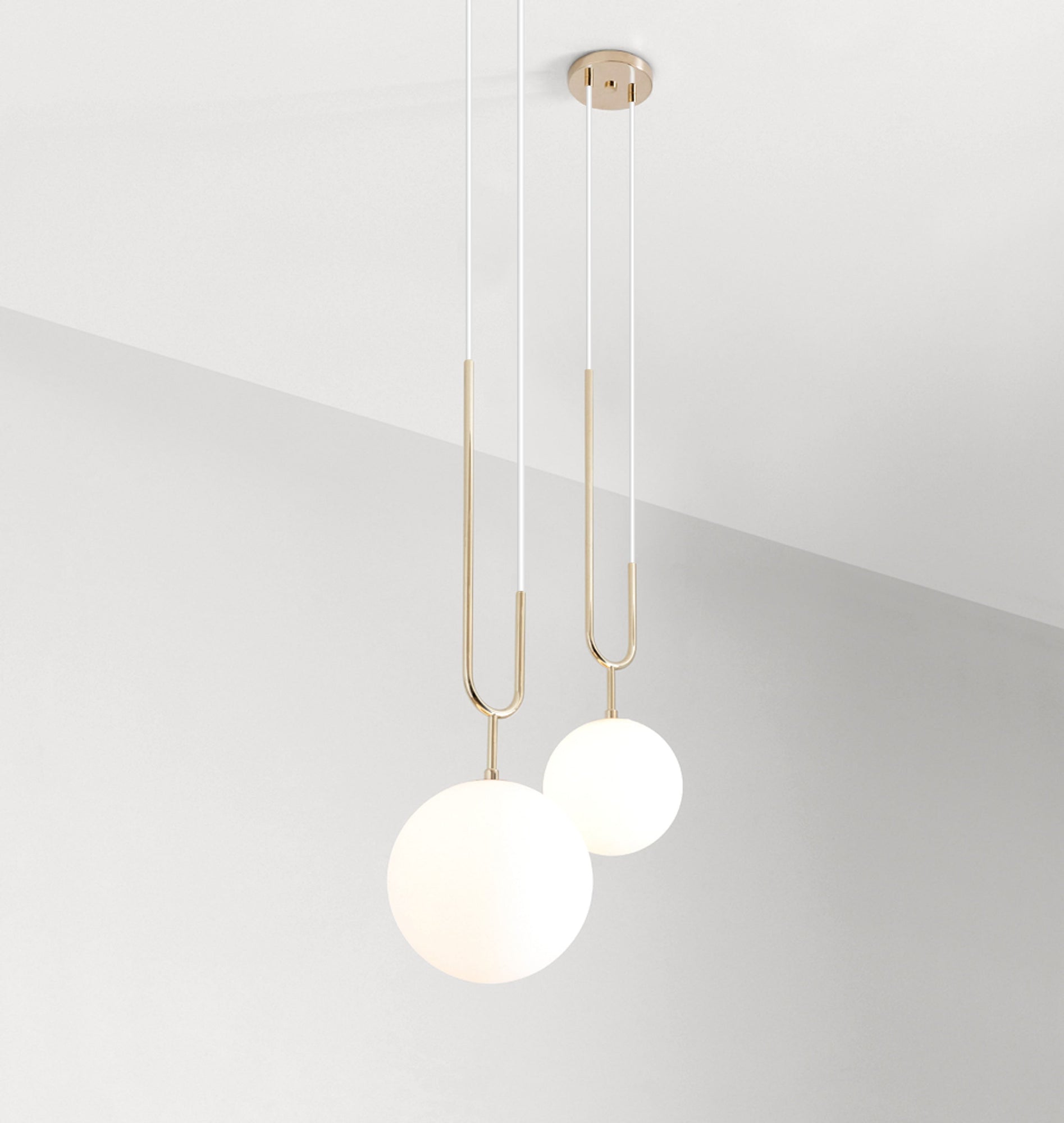Koko Pendant with Cord | Opal | Unlacquered Brushed Brass