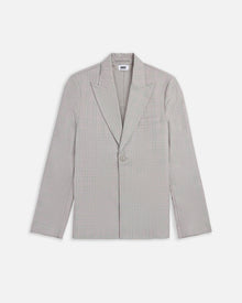 Wool Plaid Single-Button Blazer | Beige