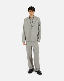 Wool Plaid Single-Button Blazer | Beige