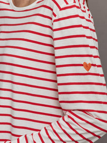Long Sleeve Striped Tee | White/Red