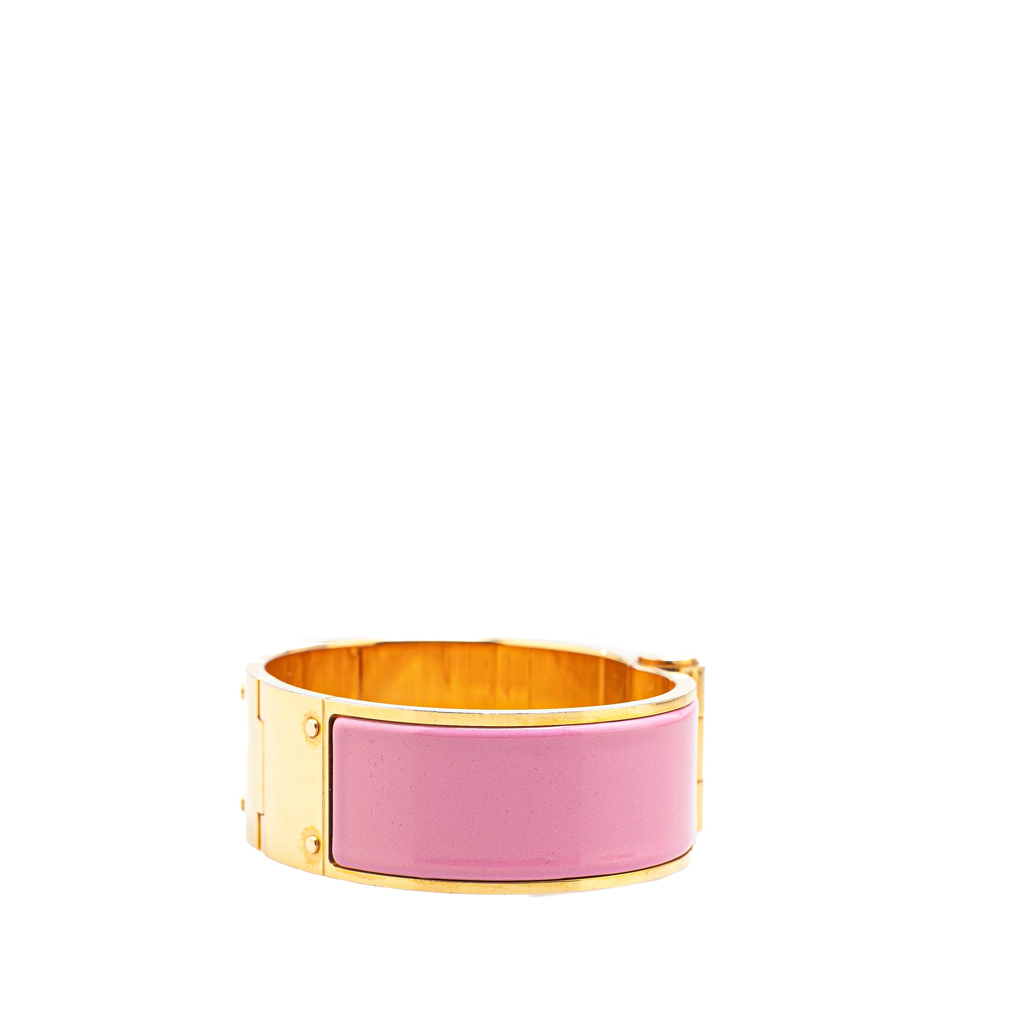 Hermès | Pre-Owned Wide Enamel Charniere Hinged Bracelet PM | Pink