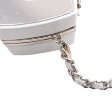 Chanel | Pre-Owned Patent Goatskin Make-Up Box Clutch With Chain | White